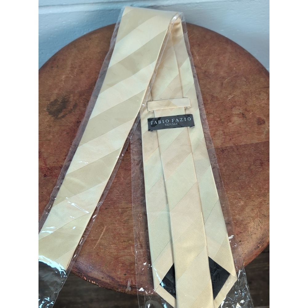 Fabio Fazio Mens Silk Tie Gold Stripes